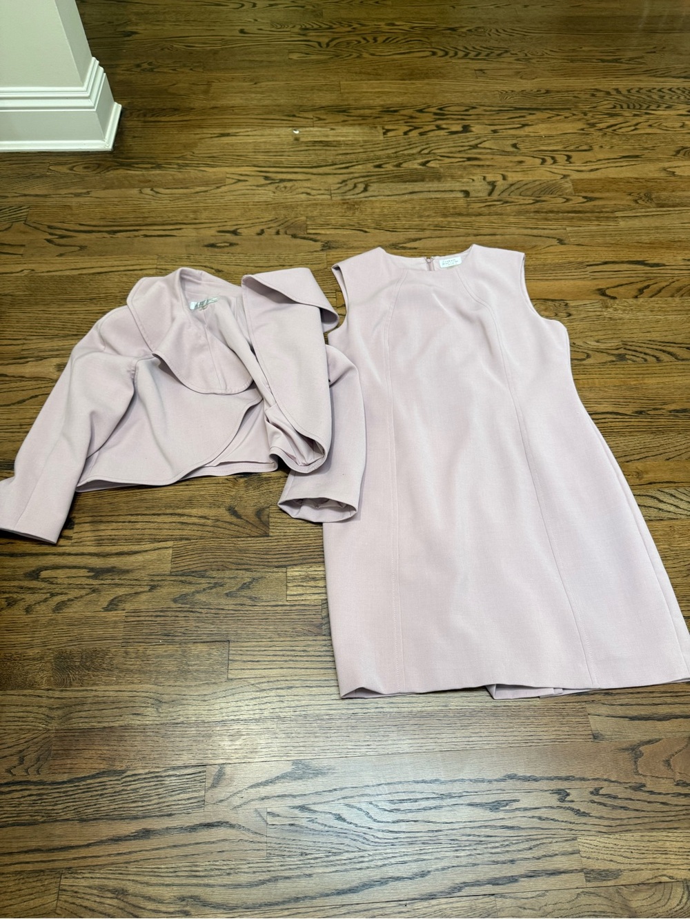Tahari Arthur Levine Pink Sleeveless Sheath Dress with Matching Cropped Jacket
